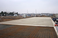 Installation of  foundations and 12.5m x 46m x 200mm reinforced concrete slab with related ground works for industrial units.